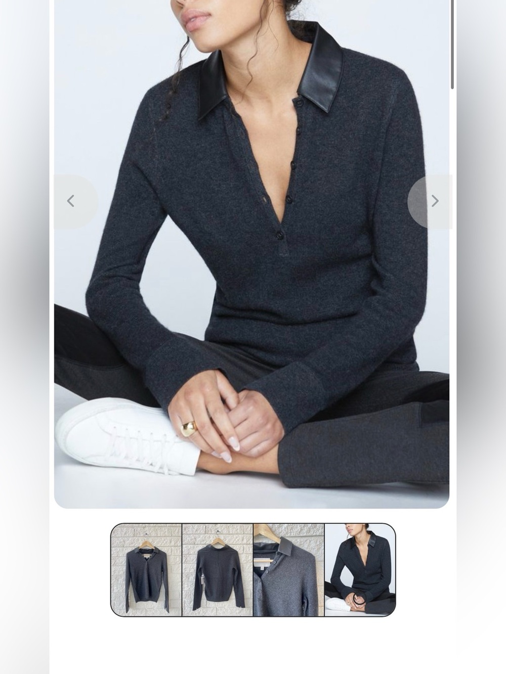 Brochu Walker Charcoal Gray V-Neck Henley Sweater